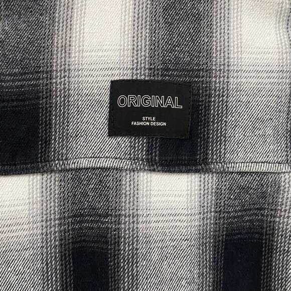 Y2K Original Fashion heavy/thick black grey white plaid girls fleece long sleeve - Picture 6 of 8